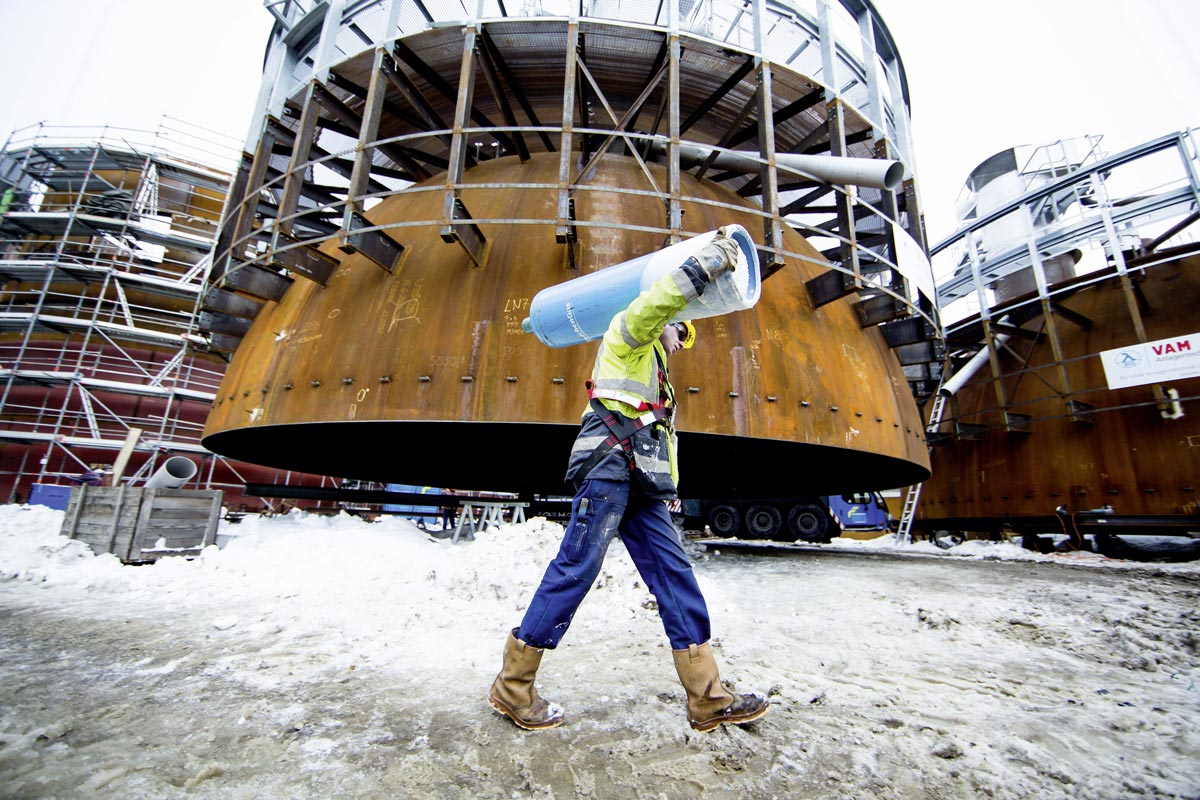 Construction of the high-pressure heat storage facility in progress, source: Wien Energie/Ian Ehm