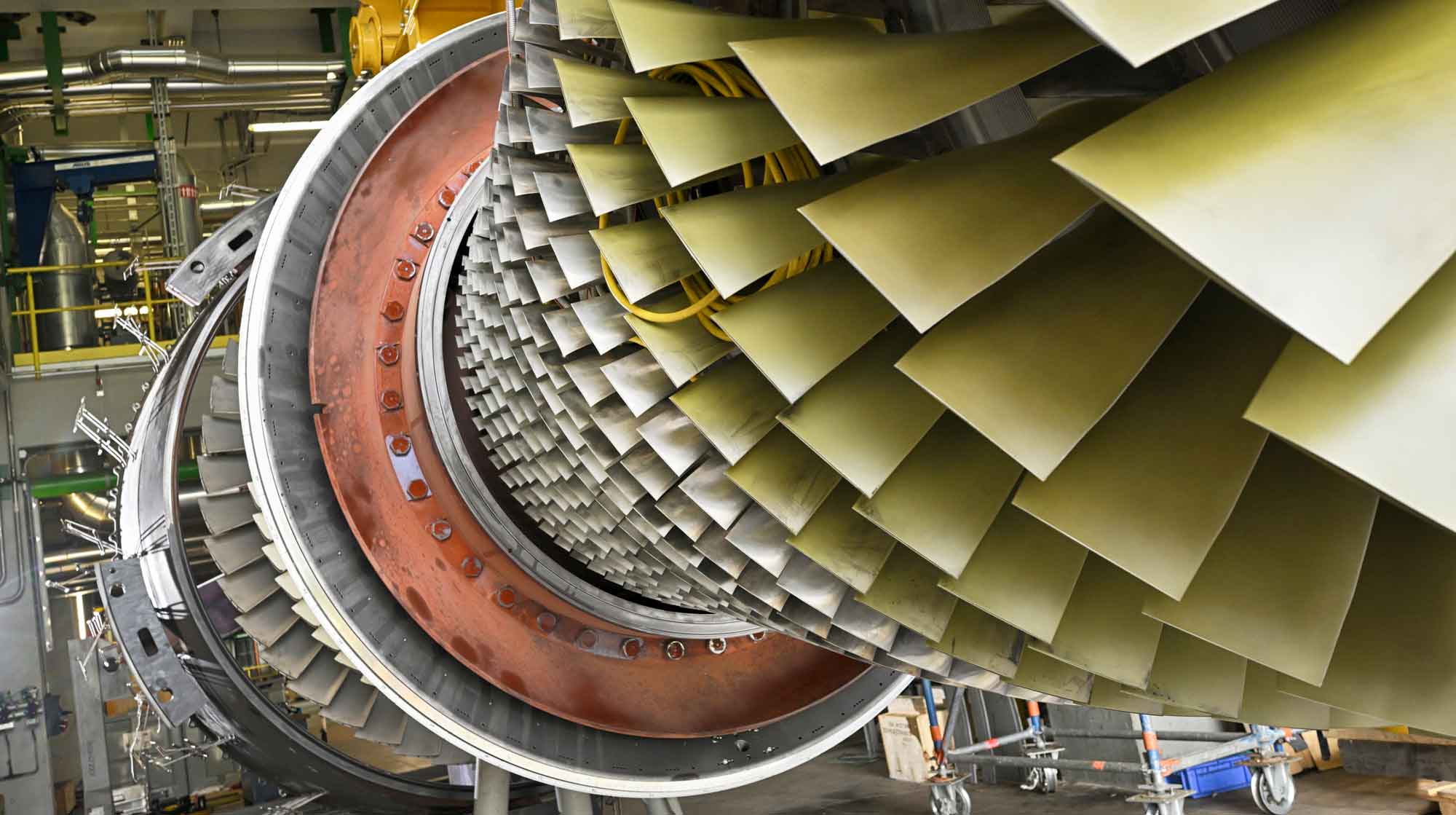Gas turbine at the Donaustadt power plant site, home to the first-ever trial of cofiring hydrogen for energy generation, Photo: Wien Energie/Johannes Zinner
